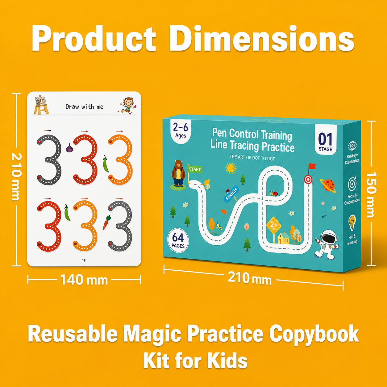 Magical Tracing Workbook – 64 Pages